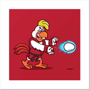 Funny Chicken Video Game Karate Fighter Chicken Cartoon Parody Posters and Art